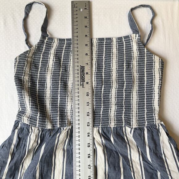 Old Navy Women Midi Dress M Blue Striped Sundress Sleeveless Cami Pockets - Picture 6 of 10